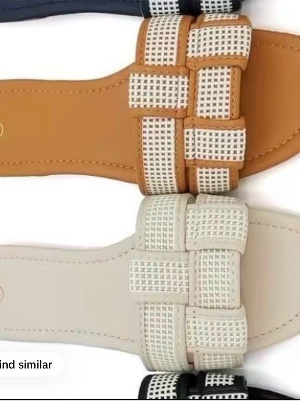 Woven Slide Sandals in Tan and Cream - Casual Women’s Slip-On